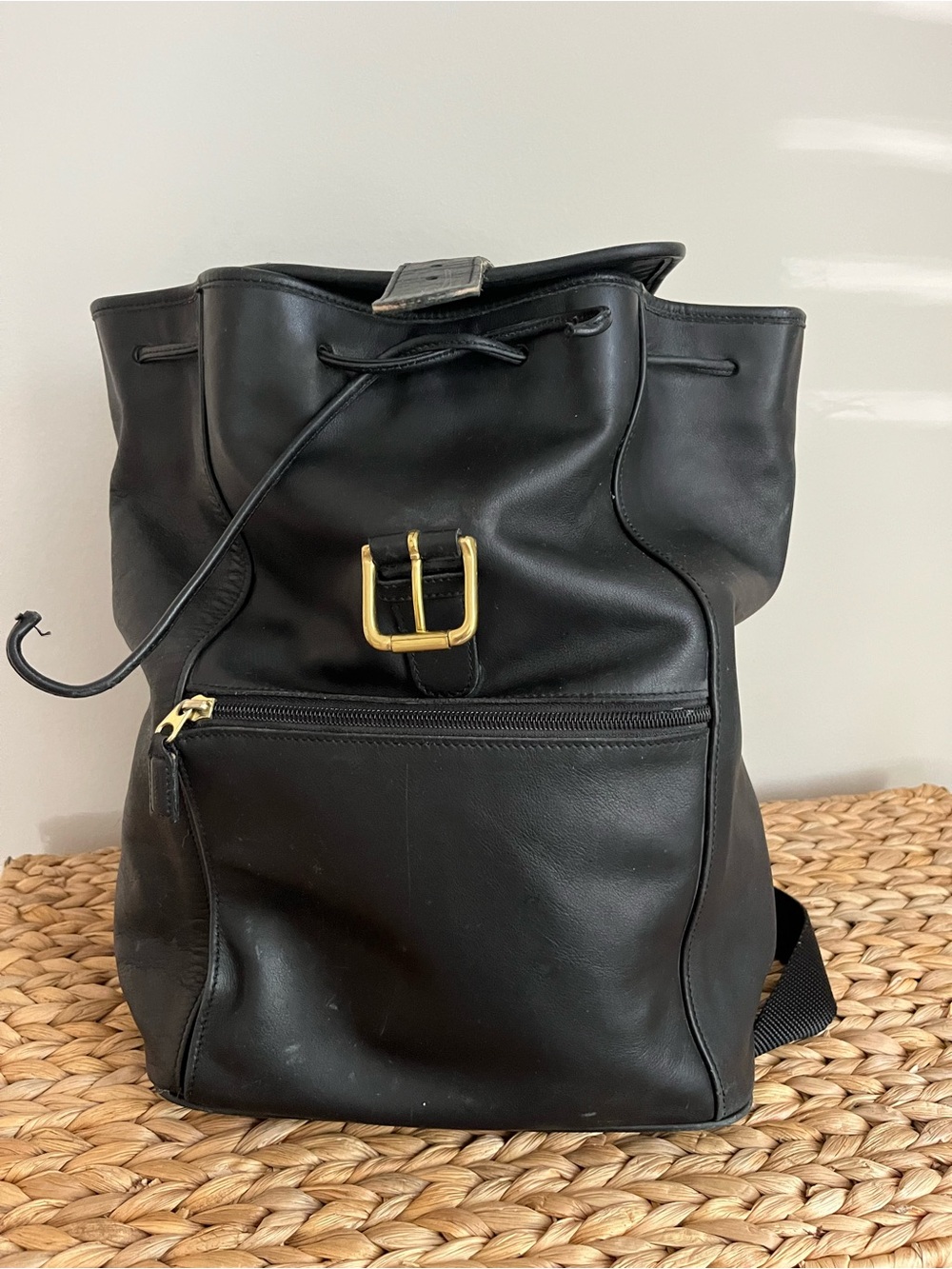 Coach Black Leather Backpack